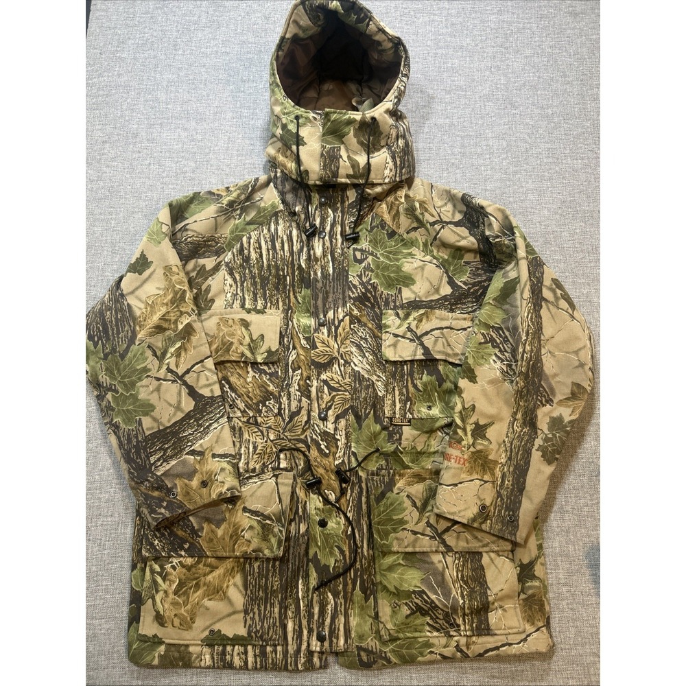10X Gore-Tex Rainwear Realtree Camo Hunting Jacket Mens Medium Hooded Waterproof